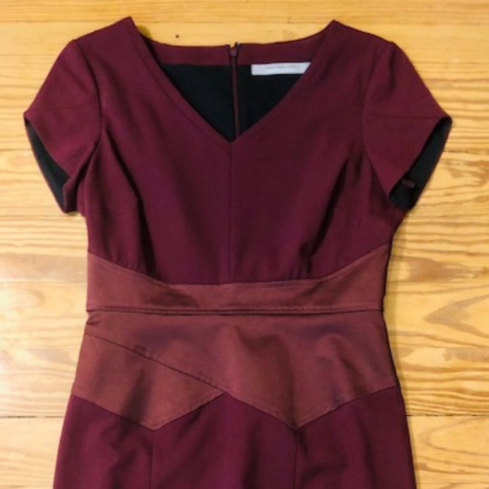 Burgundy Cinched-Waist Dress